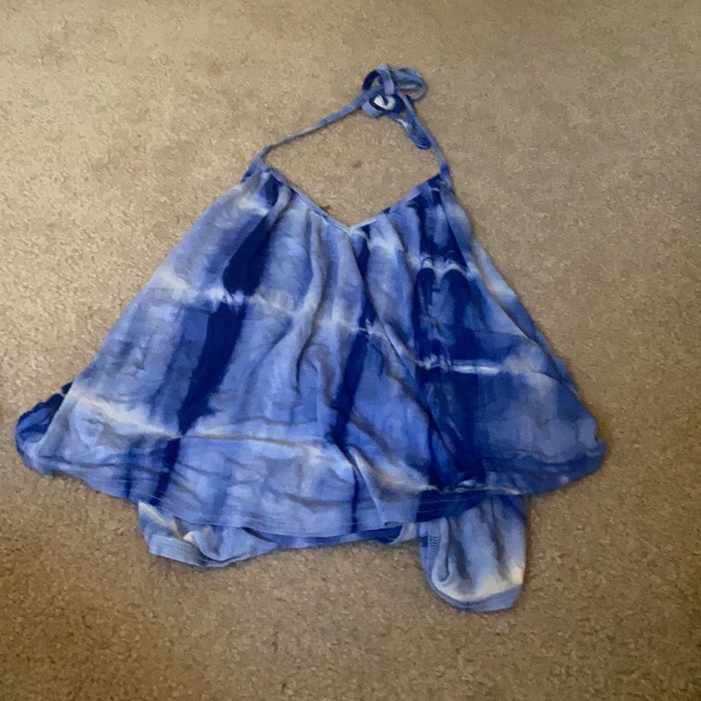 cute blue and white tie dye top